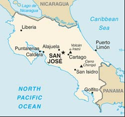 Mapa da Costa Rica